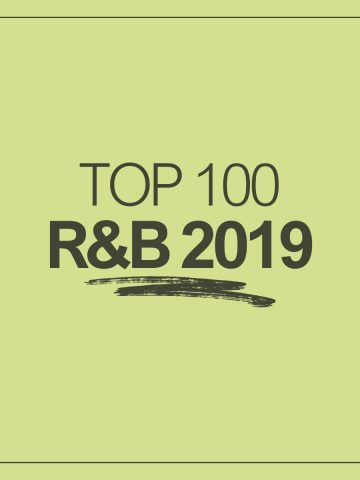 Pastel green background with the words top 100 R&B 2019.